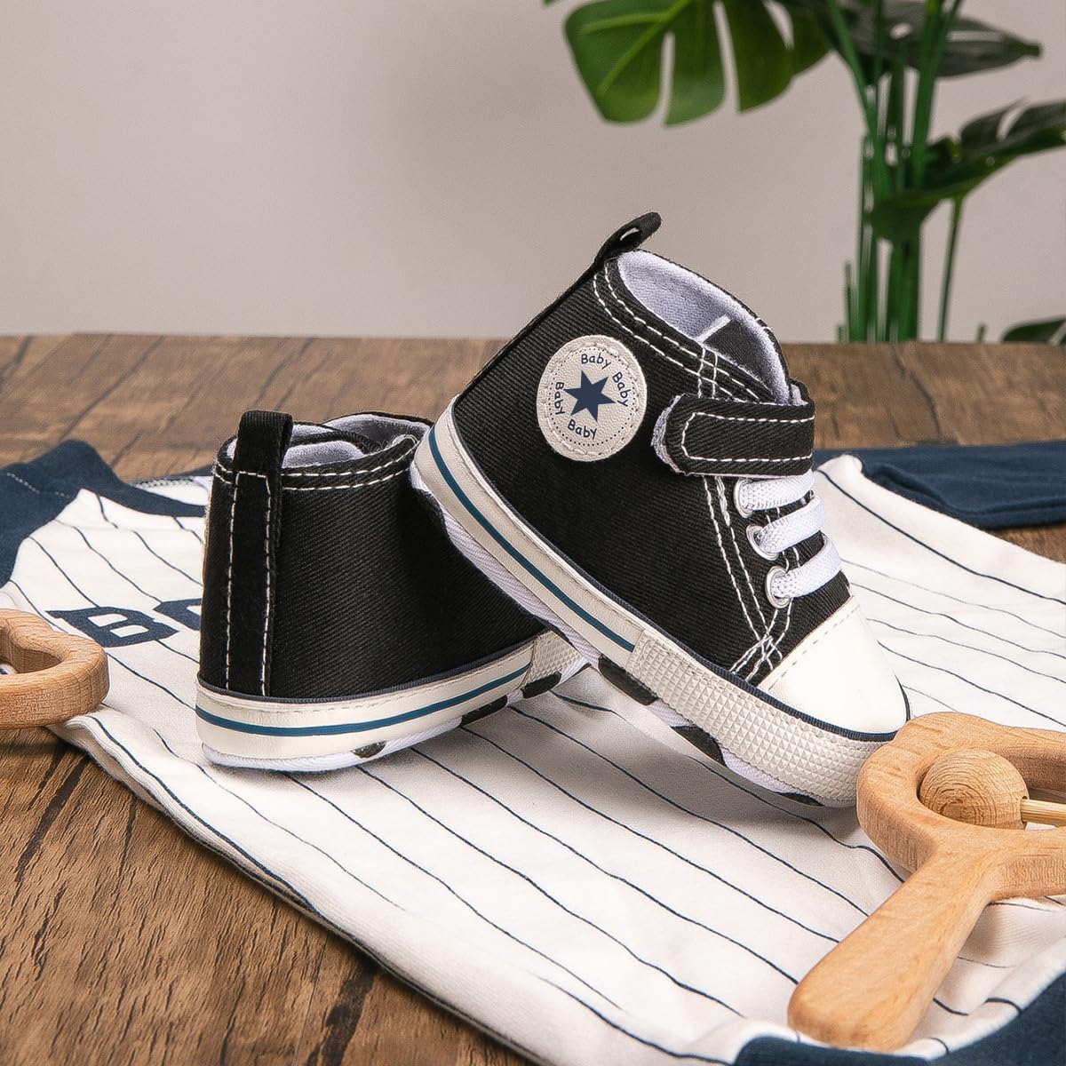 Unisex Baby Girls Boys Canvas High-top Shoes, Newborn Infant Anti-Slip Soft Sole Frist Walking Breathable Sneakers