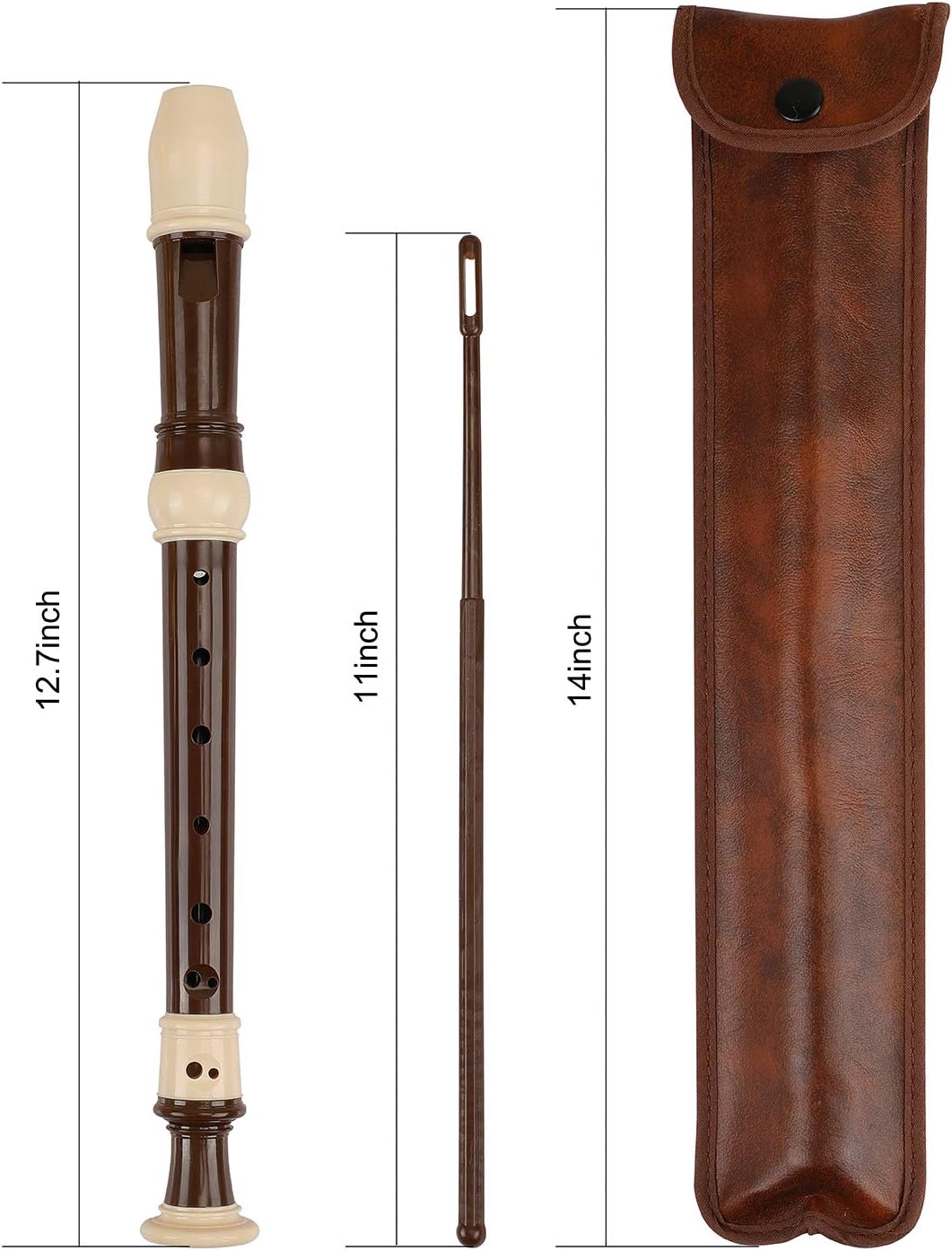 Soprano Recorder Descant Flauta Recorder 8 Hole ABS Clarinet German Style Treble flute C Key With Fingering Chart Instructions with Cleaning Rod Bag (baroque)