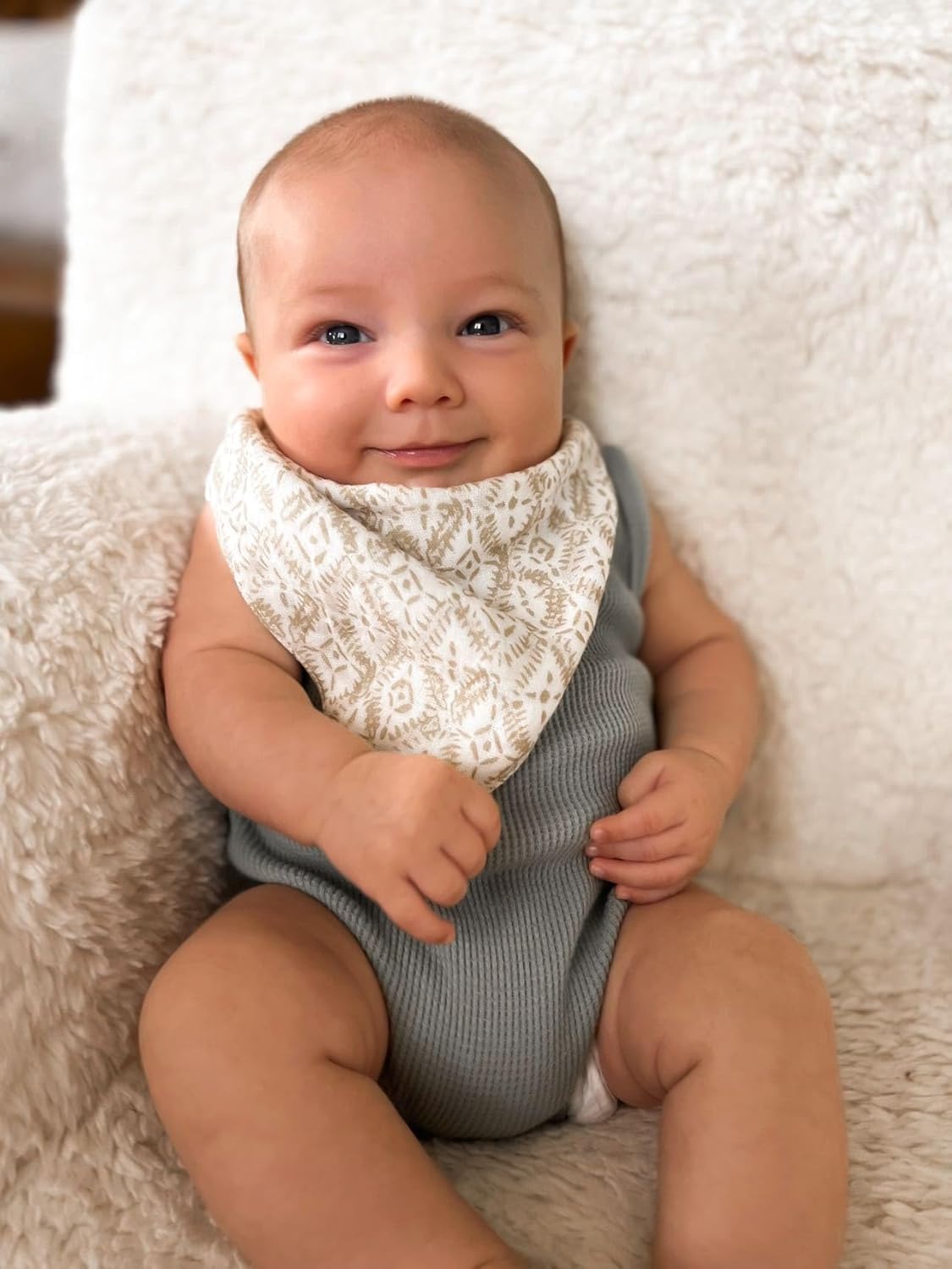 Crane Baby Soft Muslin Bandana Bibs for Boys & Girls, Safari Animal Baby Bibs, Adjustable Absorbent Burp Bandana Set, Pack of 3