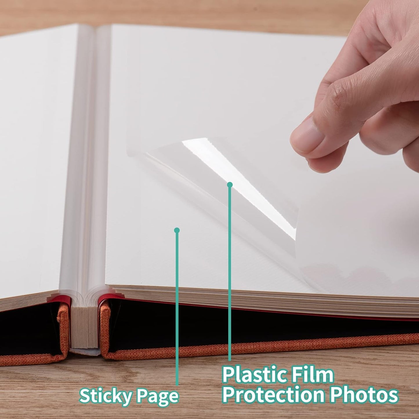 Photo Album Self Adhesive Scrapbook Album for 4×6 Pictures DIY Magnetic Linen Cover Album 15 Sheets/30 Blank Pages for Family Wedding, Birthday, Christmas, Anniversary (Orange)