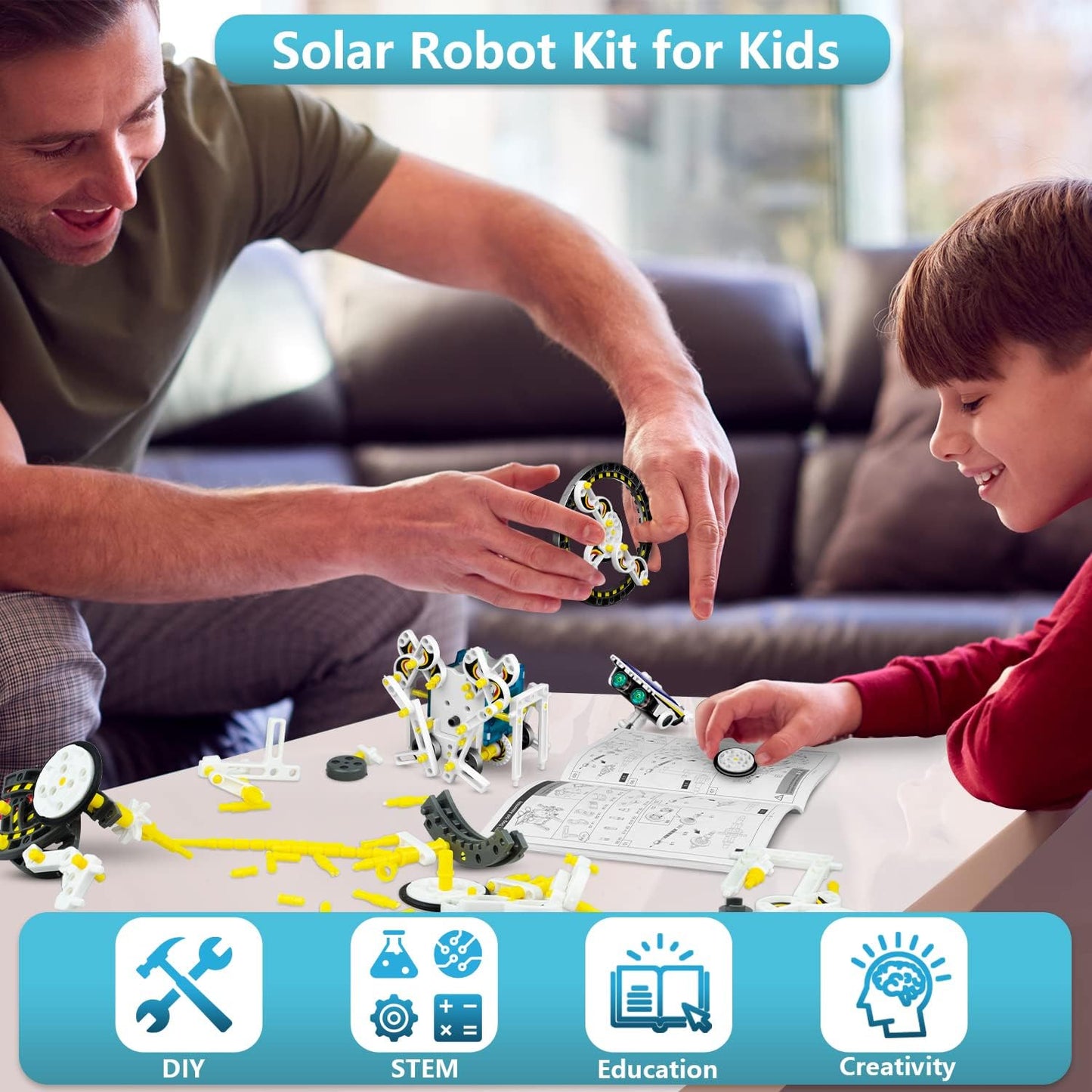 13-in-1 Solar Robot Toys for Ages 8 9 10 11 12 Year Old Boys Girls, STEM Science Kits for Kids Age 8-12, Building Experiments Robotics Kit STEM Projects for Kid Christmas Birthday Gifts (White)