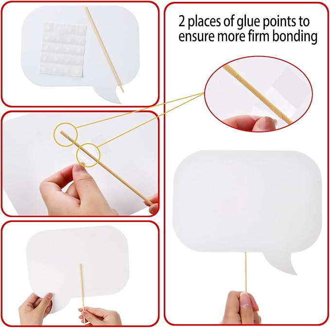 18pcs Blank Photo Booth Props Black Chalkboard Photo Booth Props Frame with Bubble DIY Photo Props for Birthday Wedding Party Supplies（White）