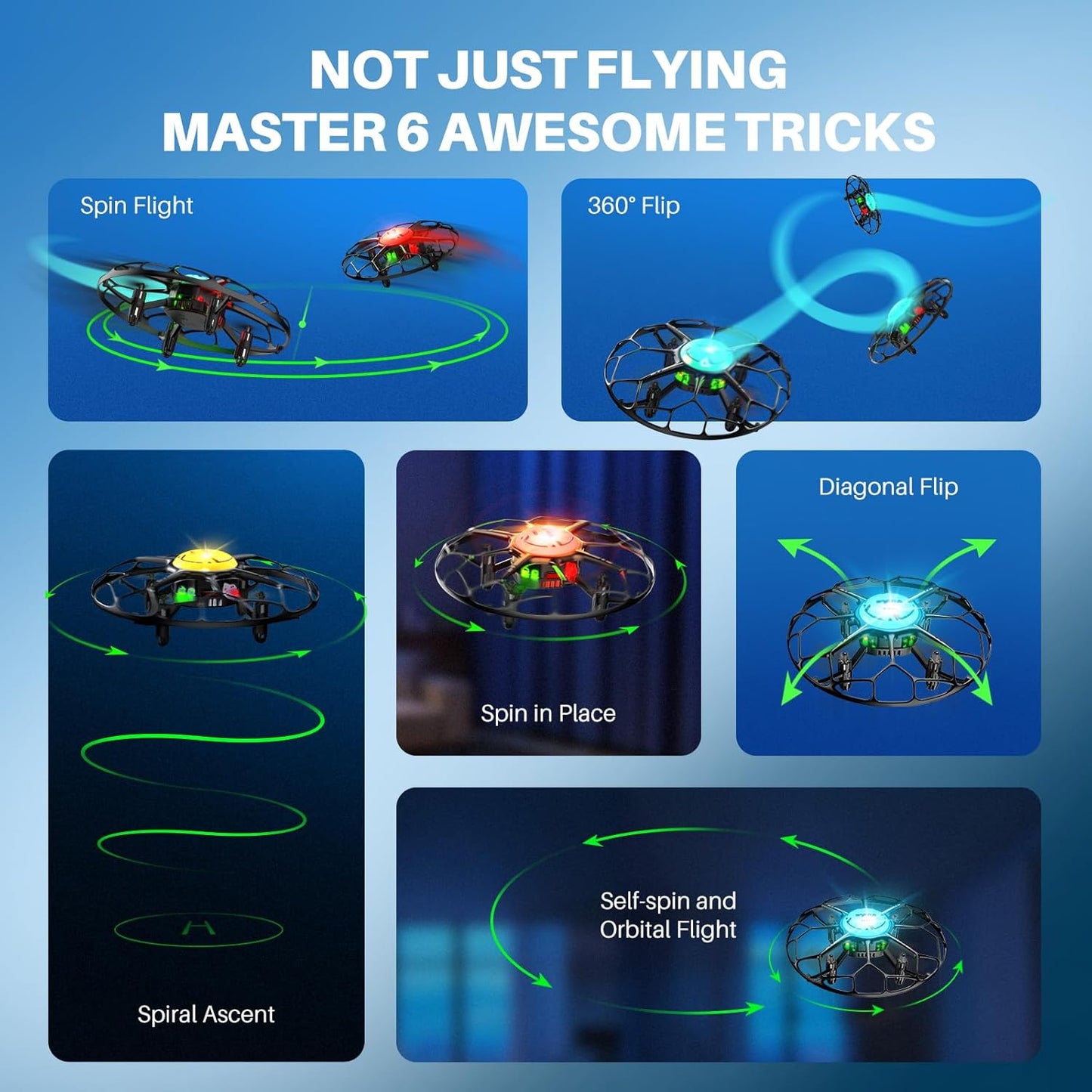 SYMA Drone for Kids with 7-Color LED Light, X660 Mini Drone with 3D Flip, Rotary Ascent, Headless Mode, Speed Switch and Full Protection RC Toys Gifts for Beginners Adults