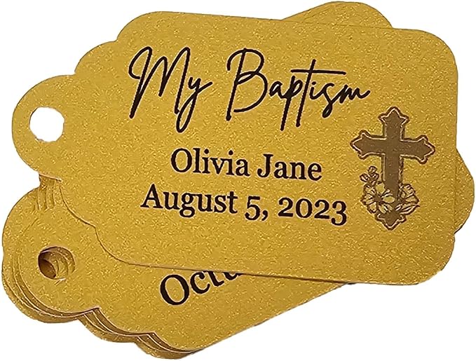 Mi Bautizo Baptism Christening Personalized Thank You Tags 20 pcs - More Colors Available (gold shimmer)