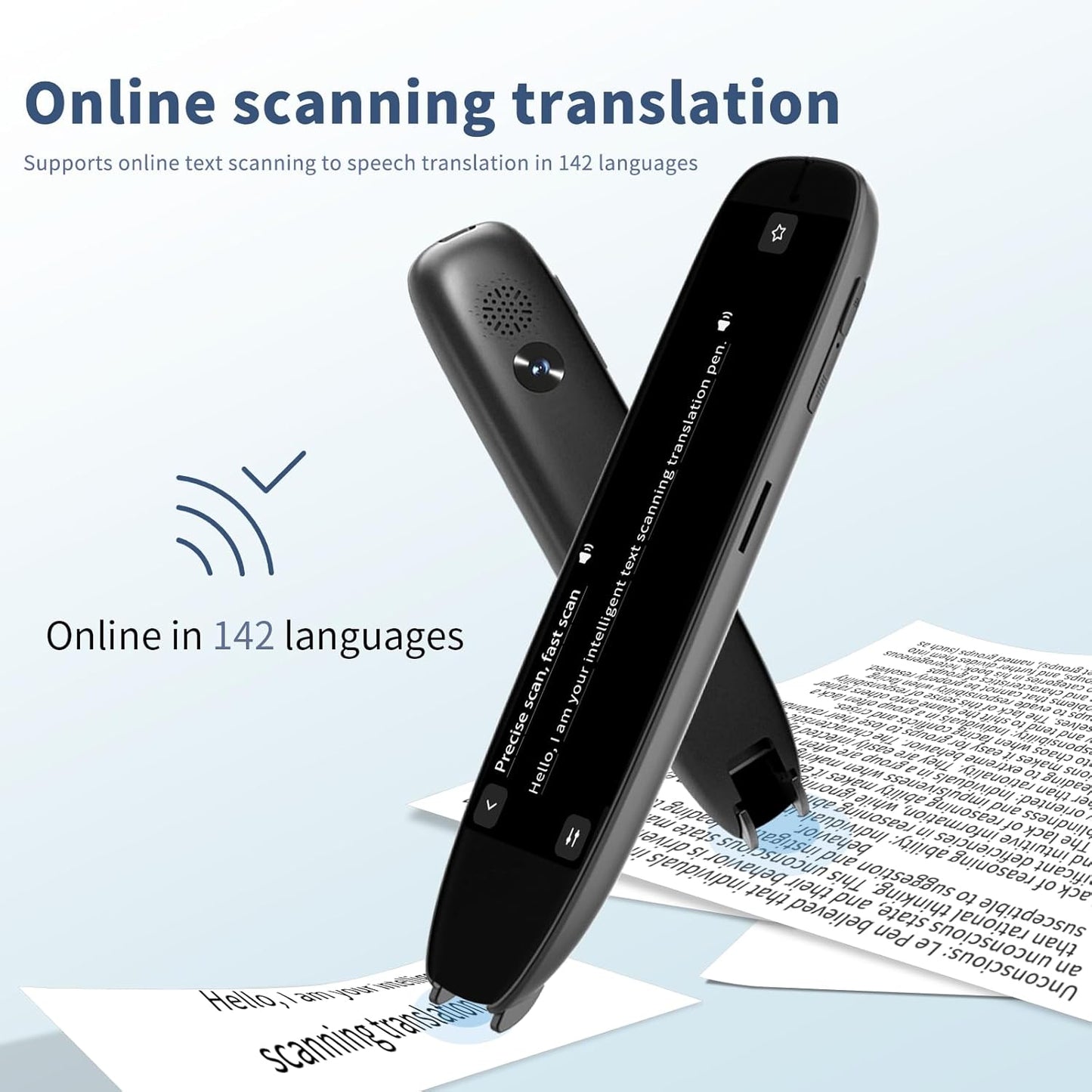 Language Translator Pen, 142 Languages Supported Translation Pen, OCR Pen Scanner, Text to Speech Reading Pen for Dyslexia, Text Extract Reader Pen, Portable Traductor Pen for Study, Travel, Business