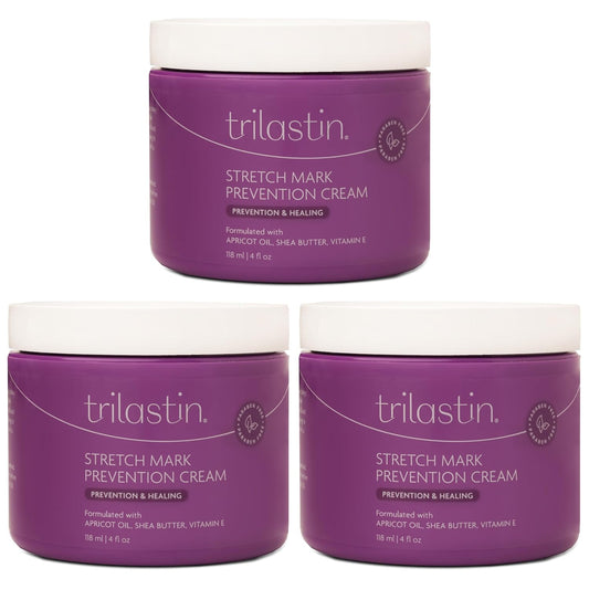 TriLASTIN Maternity Stretch Mark Cream for Pregnancy - 4 Oz (3-Pack) - Hypoallergenic & Paraben-Free Silicone Scar Cream & Shea Butter - Pregnancy Must Haves