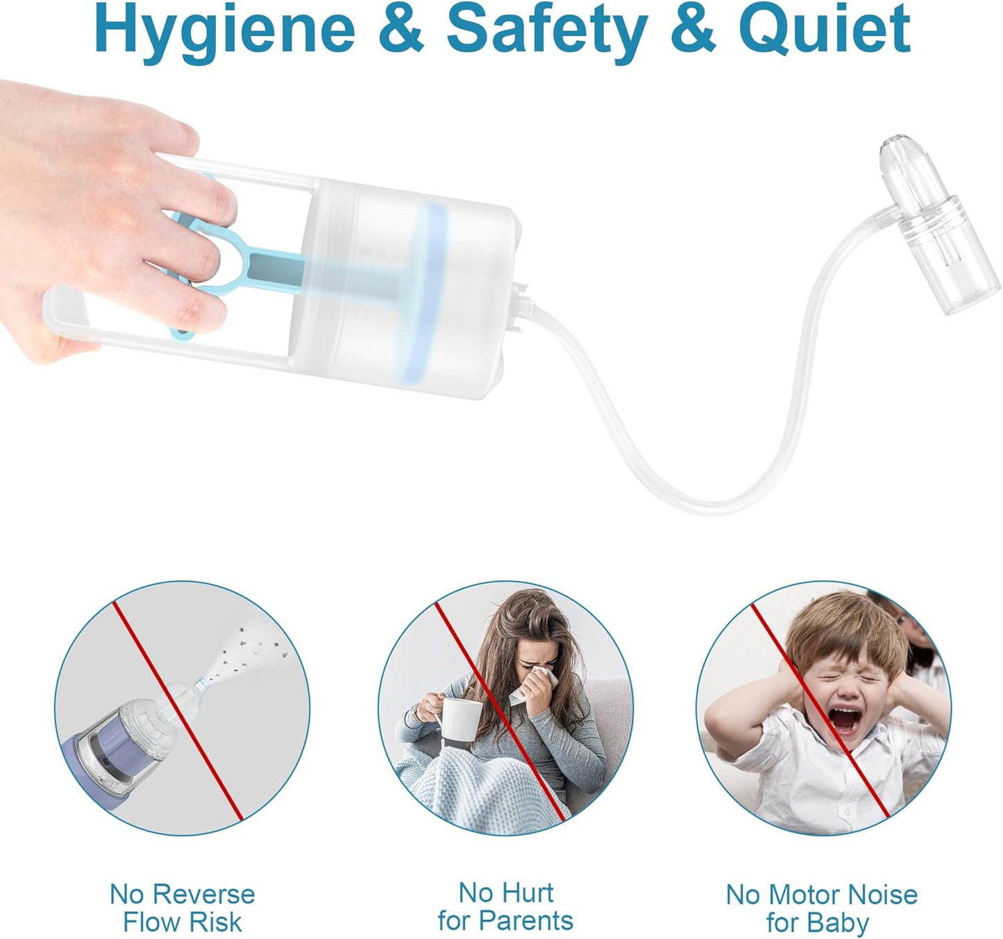 Patented Nasal Aspirator for Baby and Toddler, Hand Pump Nose Sucker with Rounded Non-Invasive Nozzle, Quiet Suction Relieves Congestion and Stuffy Boogers, Safe for Infant, Co-Branded with CHIBOJI