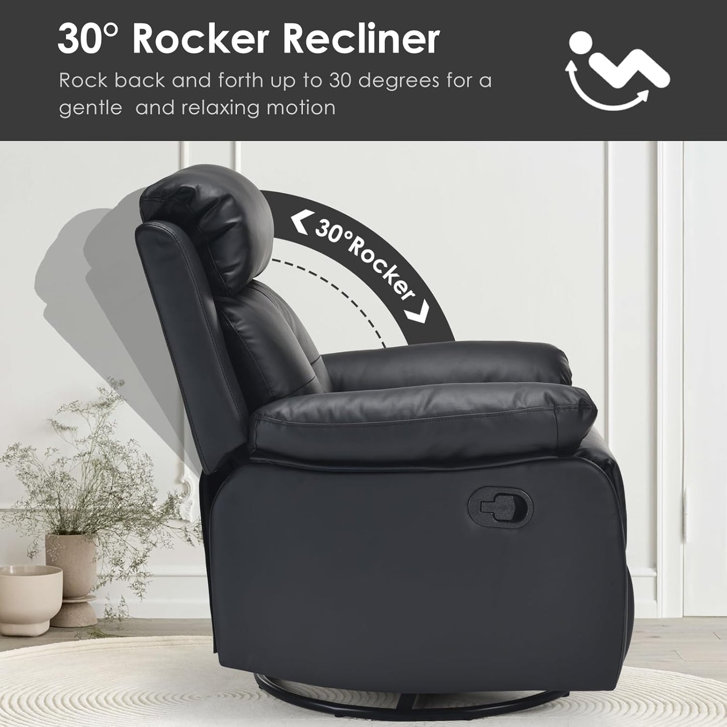 Small Rocker Swivel Recliner Chair for Adults Women for Small Spaces, Bedroom, Living Room
