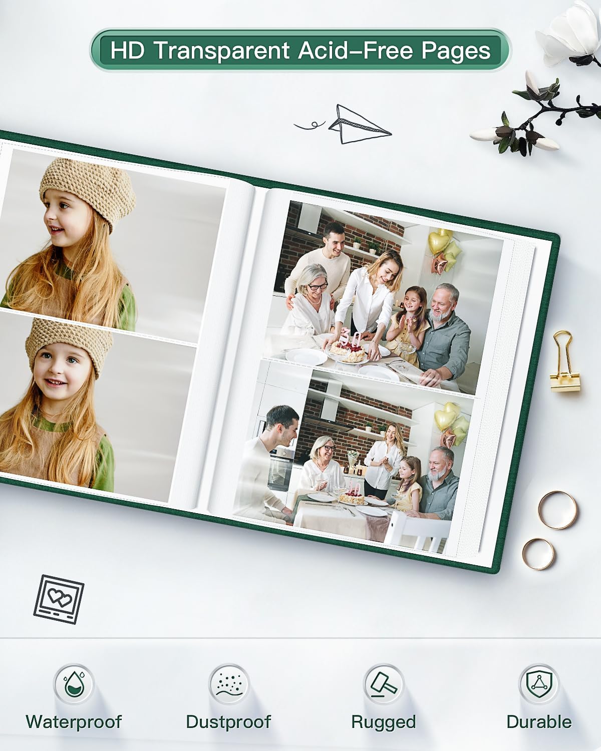 popotop Photo Album 4x6-200 Photos Photo Books with 200 Horizontal Pockets,Linen Cover Albums for Family Wedding Anniversary Baby Vacation Pictures