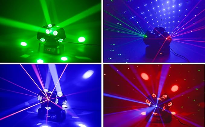 Moving Head DJ Light DMX 512 Strobe Lighting LED with Sound Activated Party RGBW Beam Lights Stage Lighting for Events DJ KTV Disco Wedding Concert Festival (12LED Stage Light w/Special Lights)