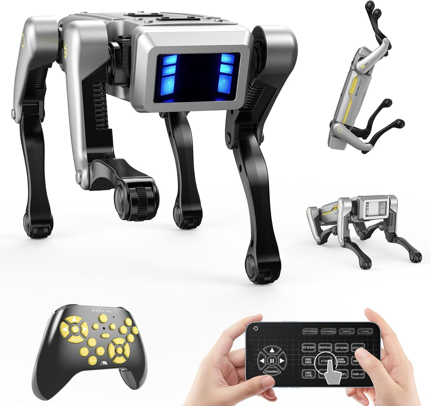 Robot Dog, AI Dog, AI Smart Pet, Will Dance and Kungfu, Voice/App/Remote Control, Support Action Programming, AI Robot Ideal Gift for Adults/Kids