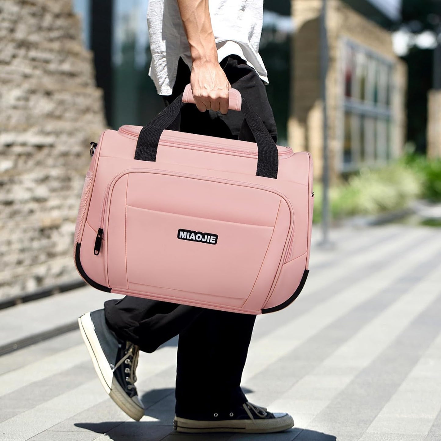 Underseat Carry On Luggage Lightweight Travel Tote Weekender Bag Overnight Duffle Bag for Travel, Travel Essentials Personal Item Travel Bag for Women and Men, Pink-18Inch