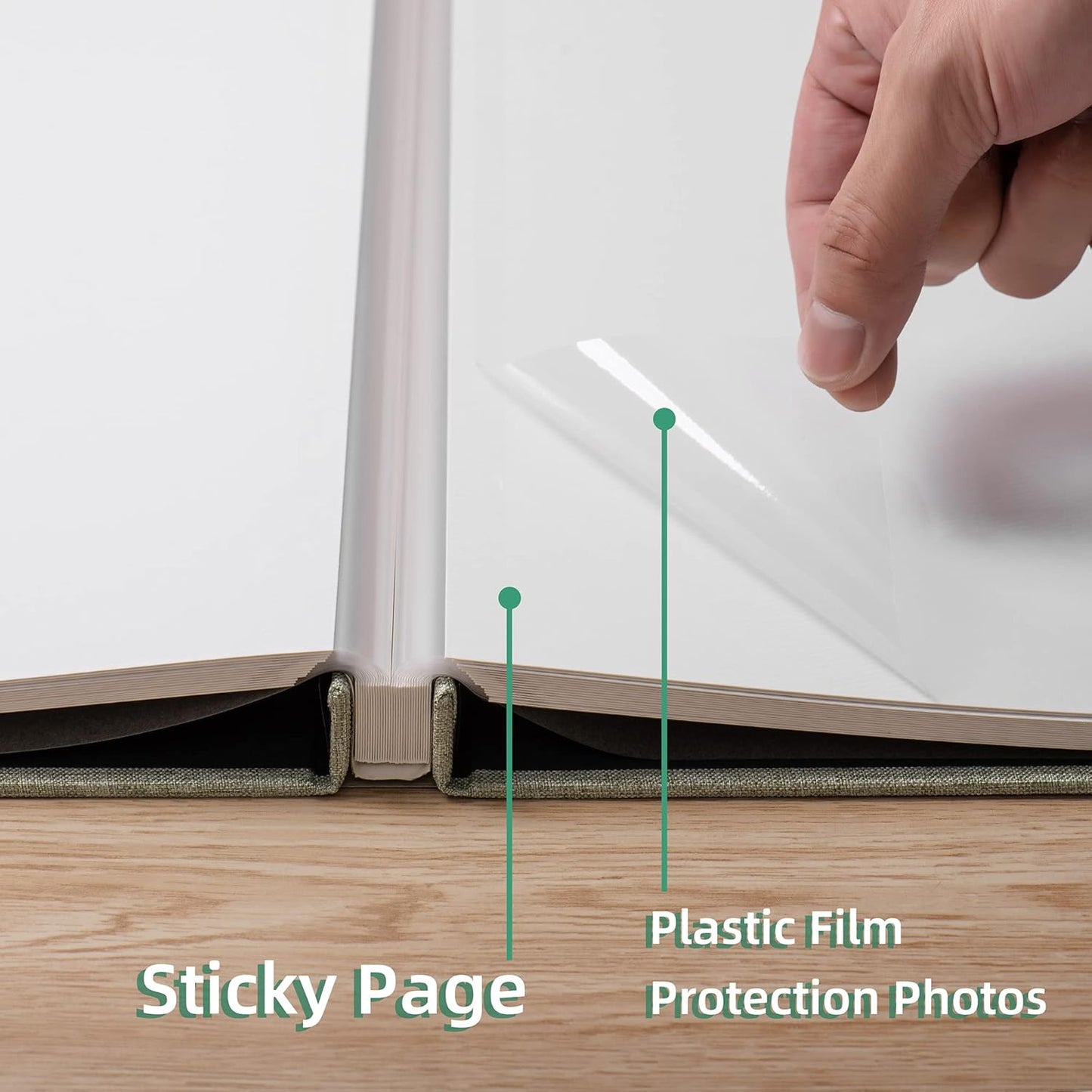 Large Photo Album Self Adhesive Scrapbook Album for 4×6 5×7 8×10 Pictures DIY Magnetic Linen Cover Album 40 Pages for Family Wedding Gifts with Metal Pen and Plastic Board