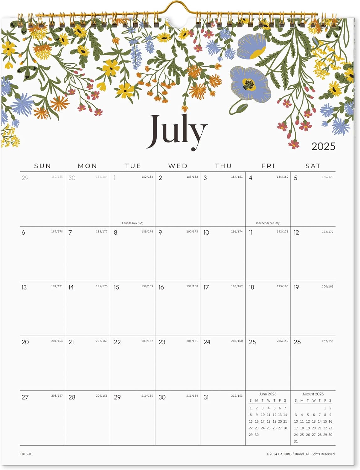2025 Wall Calendar, Calendar 2025, Floral Design Wall Calendar with Thick Paper, 18 Months Runs From July 2025 - December 2026, 12" x 15", Twin-Wire Binding, Perfect for Planning (Flower)