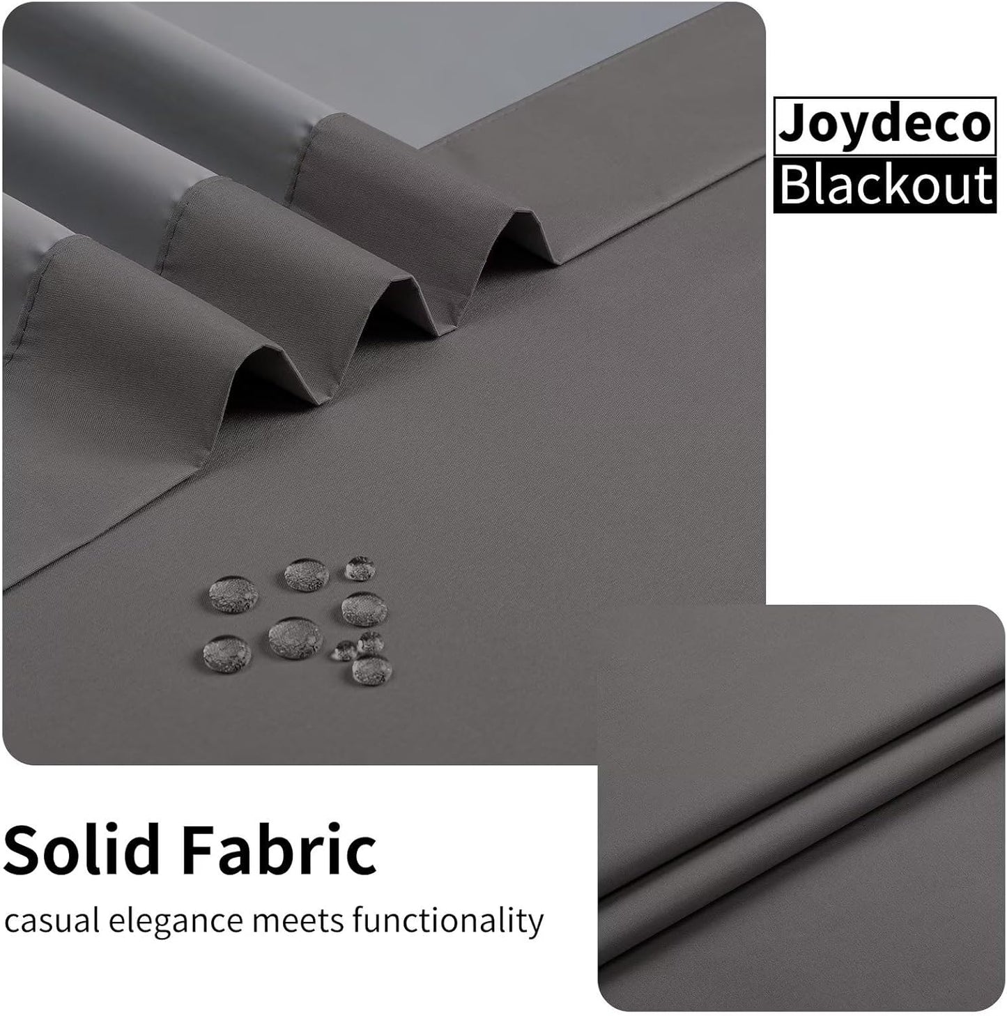 Joydeco Dark Grey Blackout Curtains 63 Inch Length for Bedroom, Grommet Thermal Insulated Curtains 63 Inch Length for Livingroom, Solid Polyester Room Darkening Drapes 63 Inches Long