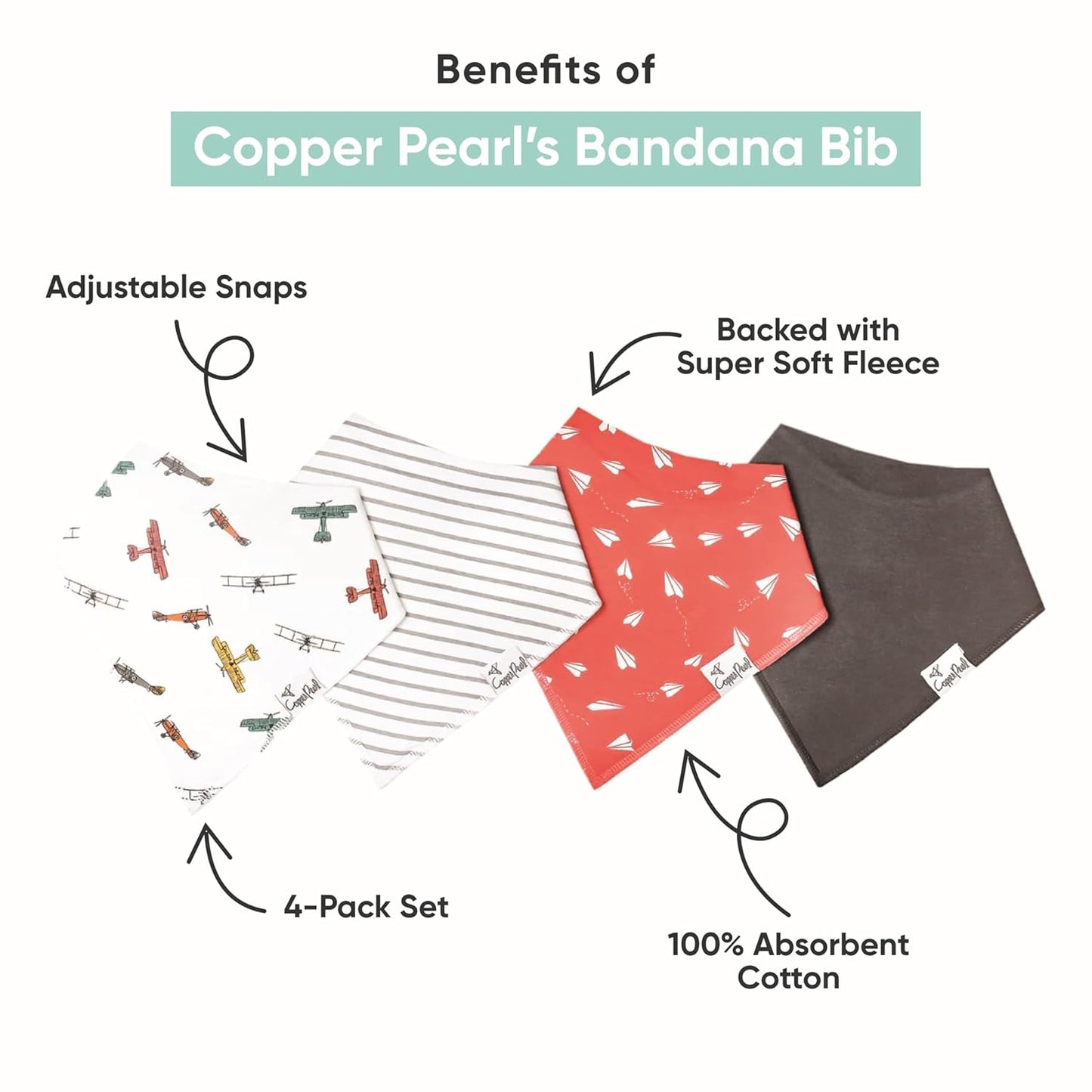 Copper Pearl 6 Pack Soft Cotton Baby Bibs for Drooling and Teething, Absorbent Drool Bibs for Baby Boy, Adjustable to Fit Newborns to Toddlers, Tons of Styles (Rider Set)