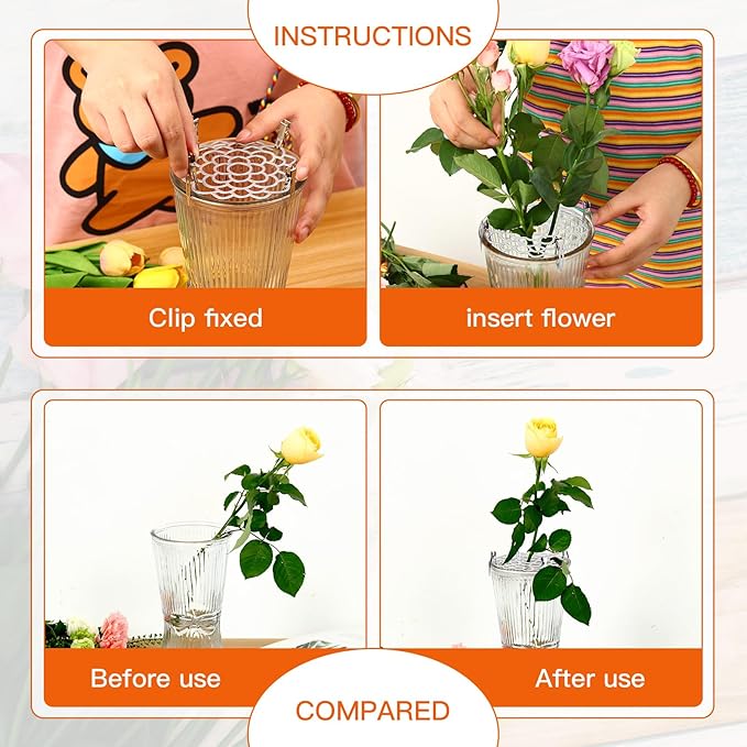 KOYILTD 3 Pcs Modern Flower Frog Metal Flower Arrangement Holder Floral Grid Used for Vase Flower Arrangement Art Convenient Stem Holder for Flowers Flower Frog Organizer Metal Lid for Vase (Silver)