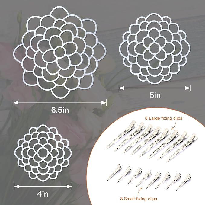 KOYILTD 3 Pcs Modern Flower Frog Metal Flower Arrangement Holder Floral Grid Used for Vase Flower Arrangement Art Convenient Stem Holder for Flowers Flower Frog Organizer Metal Lid for Vase (Silver)