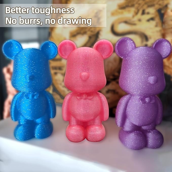 Glitter PLA Filament, Twinkling 3D Printer Filament, PLA Filament 1.75mm Dimensional Accuracy +/- 0.02mm, 1KG Spool (2.2 lbs), Fit Most FDM Printer (Glitter Blue)