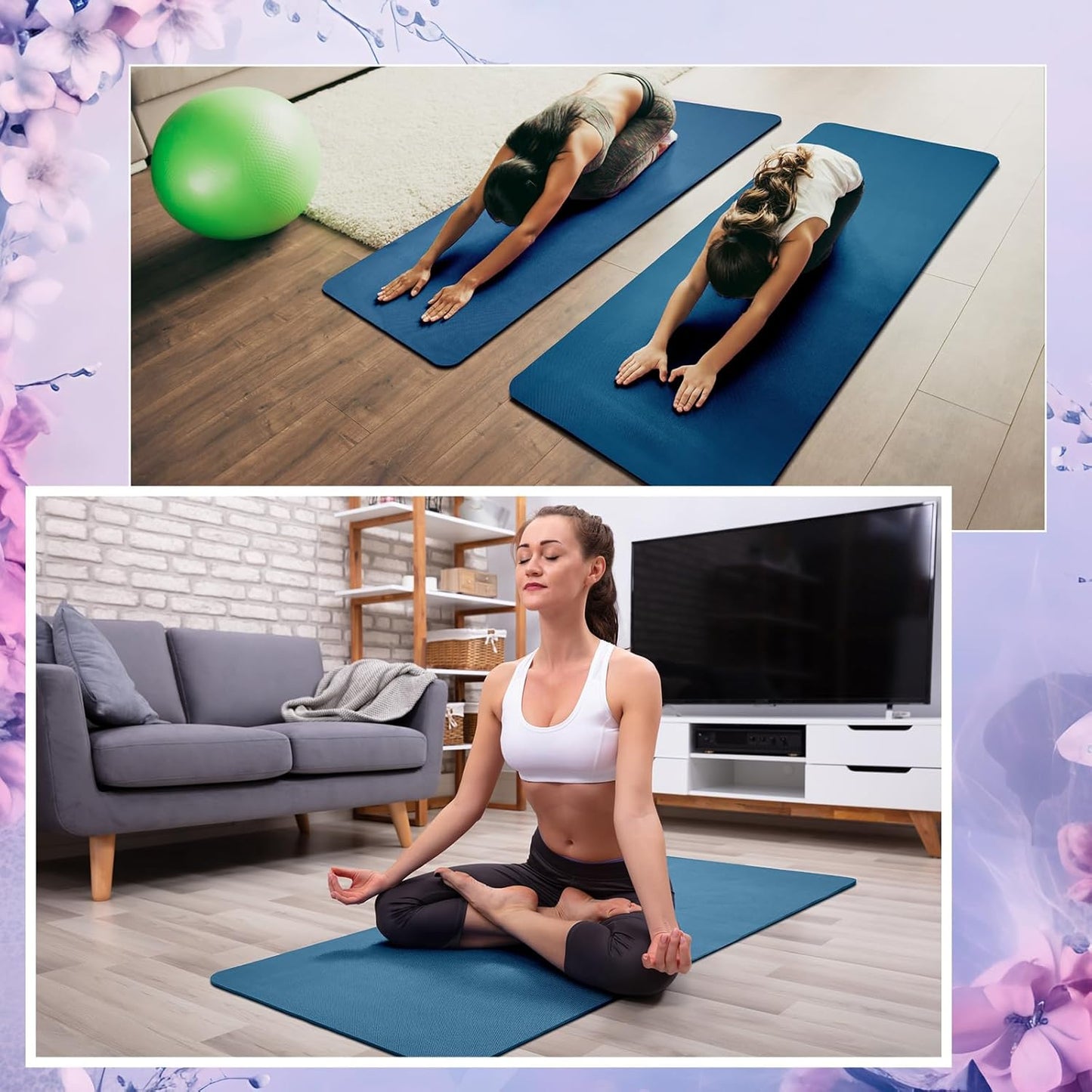 Timgle 6 Pcs 10mm Thick Yoga Mat Bulk, 68 x 24 Inches, Anti-Slip Tear-Resistant Exercise Mat for Adult Fitness, Stretching, Workout and Studio