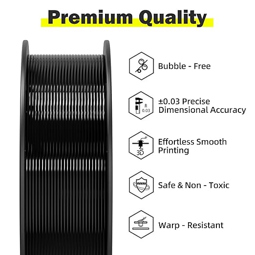 Geeetech TPU Filament 1.75mm, Shore 95A – Flexible 3D Printer Filament with High Elasticity, 1KG (2.2lbs) Spool, Dimensional Accuracy ±0.03mm, Fits Most FDM Printers (Black)