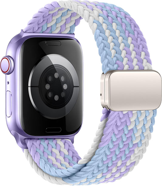 Mazoft Braided Bands With Magnetic Clasp Compatible with Apple Watch Band 38mm 40mm 41mm 42mm 44mm 45mm 46mm 49mm；Soft Nylon Sport Loop Strap for iWatch Series Ultra 2&1 10 9 8 7 6 SE 5 4 3 Women Men