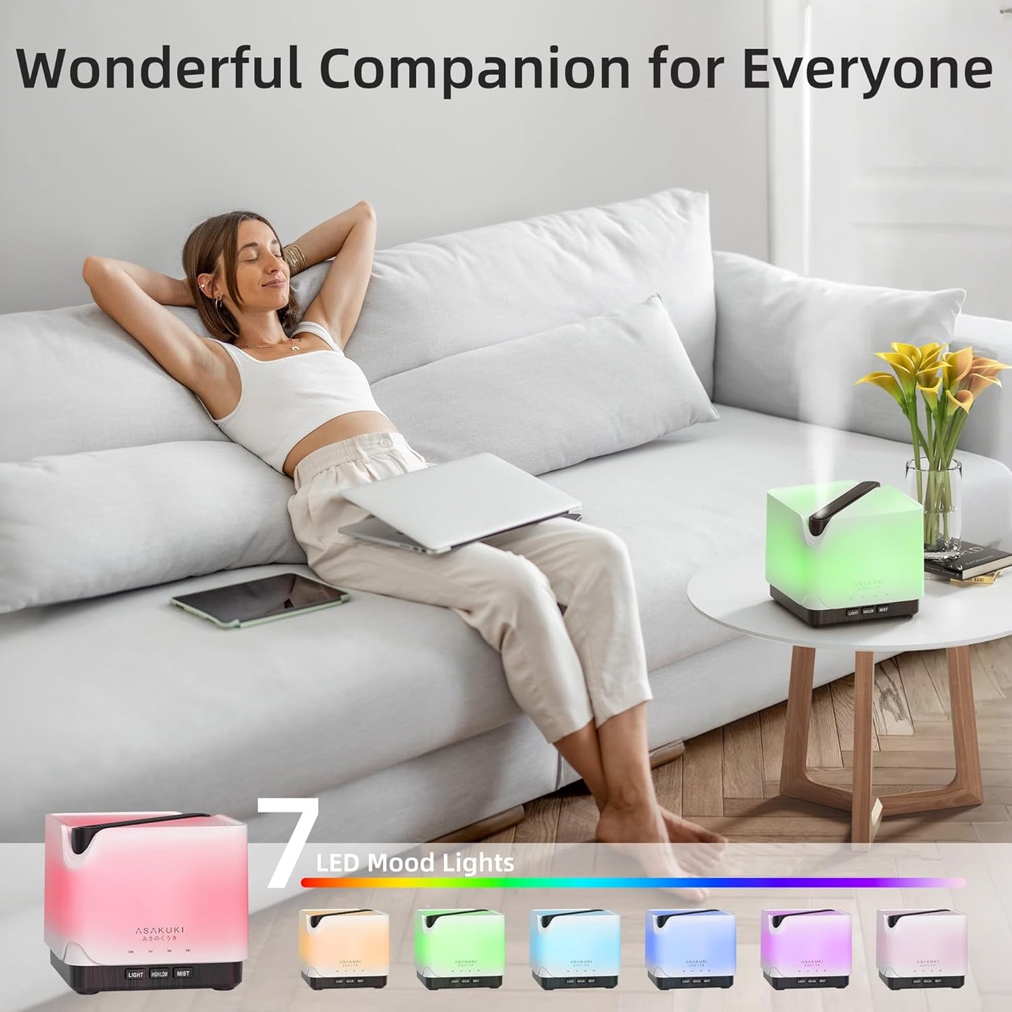 ASAKUKI Essential Oil Diffuser, Multifunctional Ultrasonic Aromatherapy Fragrant Oil Vaporizer Humidifier with Timer, Auto-Off Safety Switch, and 7 LED Light Colors, 700 ml (Brown Wood)