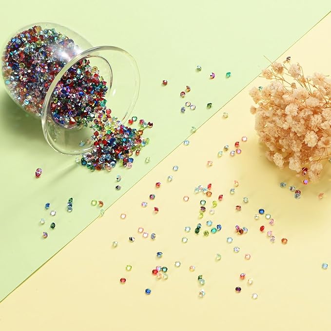 14400-Pack Acrylic Diamonds, 0.12 Inch/3mm Wedding Table Scatter Confetti Crystals for Vase Fillers/Art Craft, Acrylic Diamonds Gems [Light Pink AB]