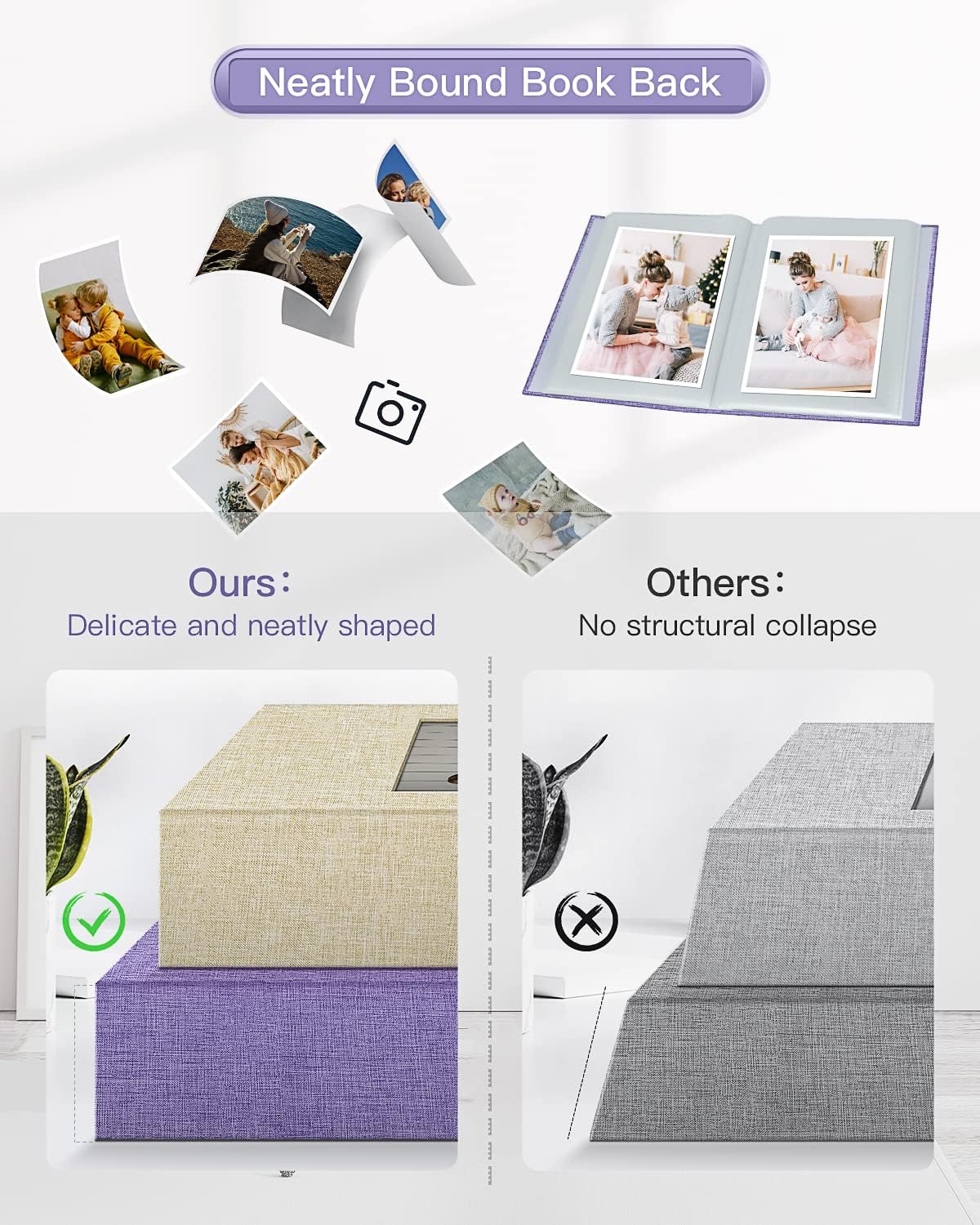 popotop Photo Album 4x6-100 Photos Photo Books with 100 Vertical Pockets,Linen Cover Albums for Family Wedding Anniversary Baby Vacation Pictures