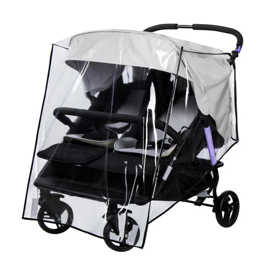 bemece Double Stroller Rain Cover, Weather Shield Double Stroller for Side by Side Seats Twin Stroller, Baby Outdoor Activities Accessories, Protects Children from Rain, Snow, Wind