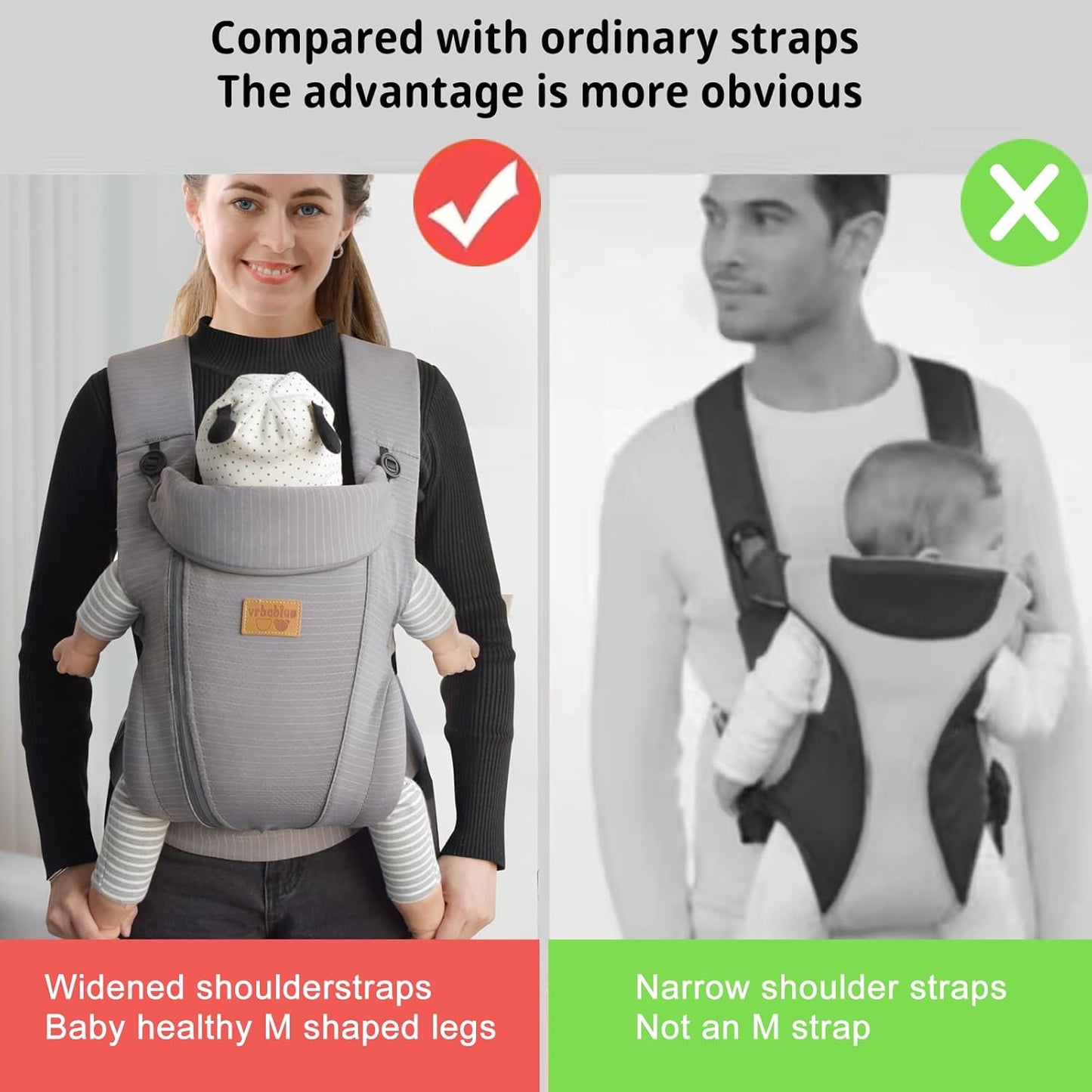 New Upgrade Ergonomic Baby Carrier Newborn Toddler Wrap Carrier,Hands Free Baby Sitting Sling,Breathable,Perfect for Infants/Chest Sling for Babies Shower Gift (Striped Dark Grey, Upgrade-with Belt)