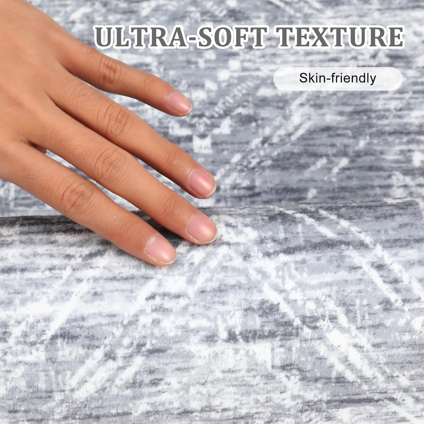 COZYLOOM 2x6 Runner Rug Hallway Modern Washable Distressed Accent Carpet with Non-Slip Backing, Ultra-Soft Contemporary Geometric Floor Mat for Living Room, Kitchen, Bedroom, Grey