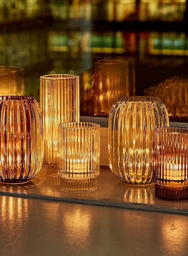 Serene Spaces Living 3.75in Clear Ribbed Glass Votive Holder, Decorative Centerpiece for Wedding, Christmas, Thanksgiving, Dining Table, Home Décor, 2.25" Diameter & 3.75" Tall, Pack of 32