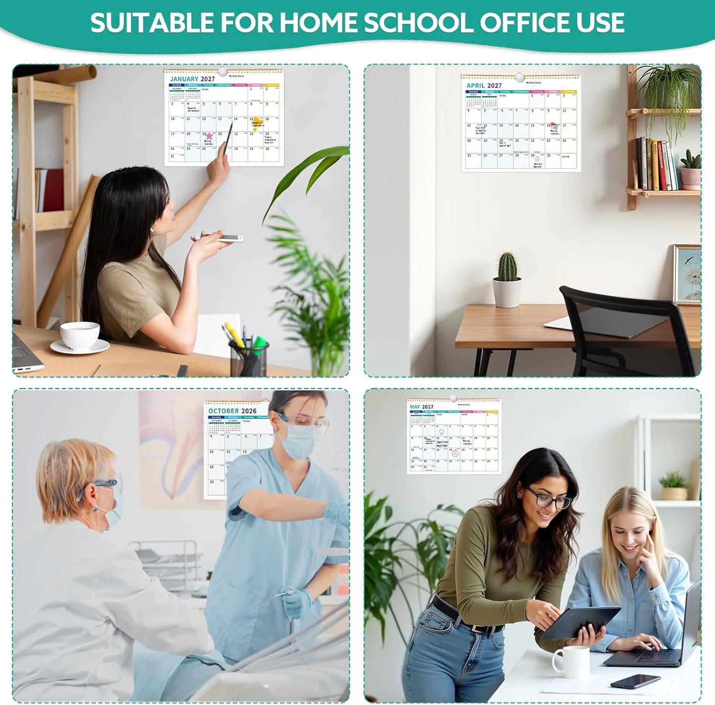 Wall Calendar 2026-2027, 18 Month Large Desk Calendar from January 2026 to June 2027 14.5" x 11.8" Monthly Calendar with Twin-Wire Binding for Home Office Planning Organisers, Colorful Blocks