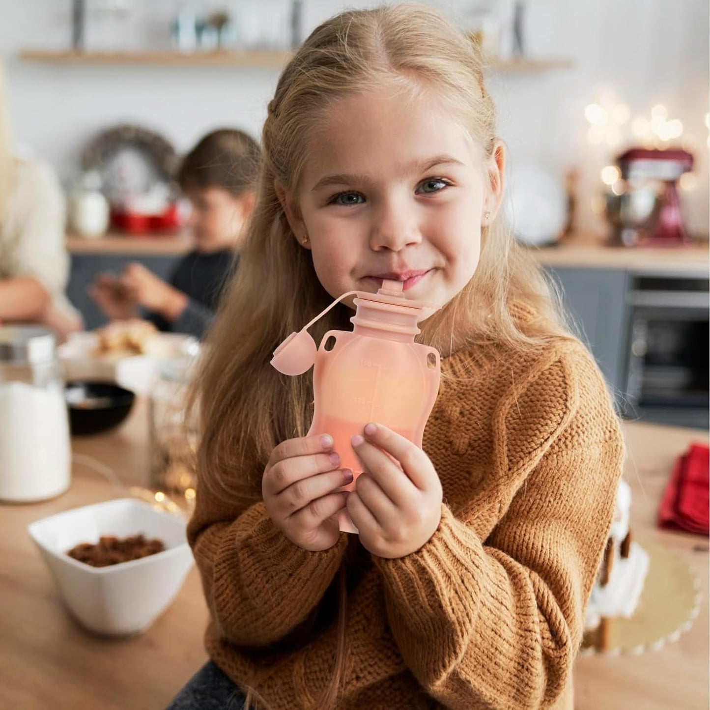 Reusable Baby Food Pouches with Straws, 4 Pack Refillable Silicone Squeezable Pouch for Kids Toddlers, BPA Free, Baby Food Storage Containers for Make Homemade, 5 oz