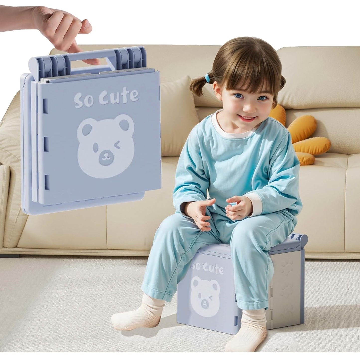 Travel Potty for Toddler with 3 Rolls Potty Liners, 20 Pcs Absorbent Pads, Foldable Car Potty for Toddler, Portable Potty Seat for Toddler Travel, Portable Potty for Tollder Outdoor and Camping Use