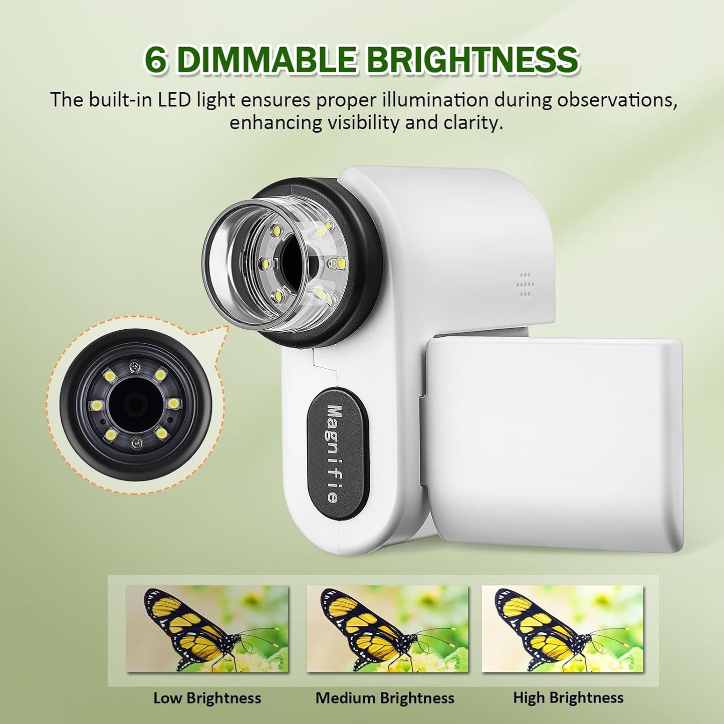 1000X Handheld Microscope for Kids, 4K 2.0" Screen Mini Pocket Microscope with 6 Adjustable LED Lights, Edu Science Birthday Gifts for Kids Ages 8-12, 32G SD Card Included