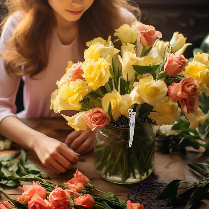 3 Pcs Modern Flower Frog Metal Flower Arrangement Holder Floral Grid Used for Vase Flower Arrangement Art Convenient Stem Holder for Flowers Flower Frog Organizer Metal Lid for Vase (Black)