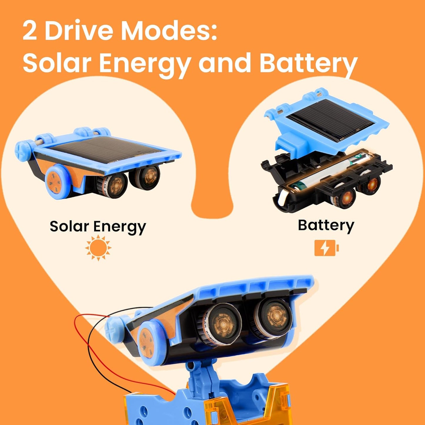 Sillbird Solar Building Robot Kit STEM Gift for Boys Aged 8-13, DIY Science Educational Toys for Kids Teens Birthday, 12-in-1 Solar or Battery Powered Robotic Set with 197 Pieces