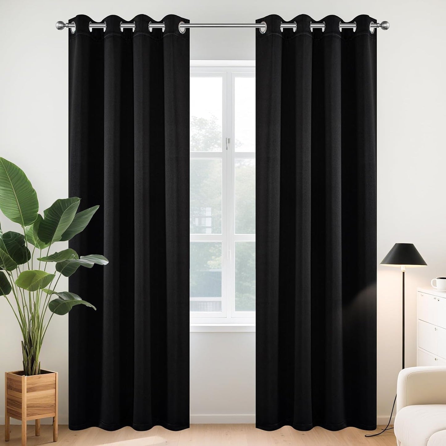 Joydeco Blackout Curtains for Bedroom 84 Inch - Black Out Curtains with Grommets Thermal Insulated Room Darkening Light Blocking, Noise Reducing & Wrinkle-Free Drapes for Living Room Windows, 2 Panels