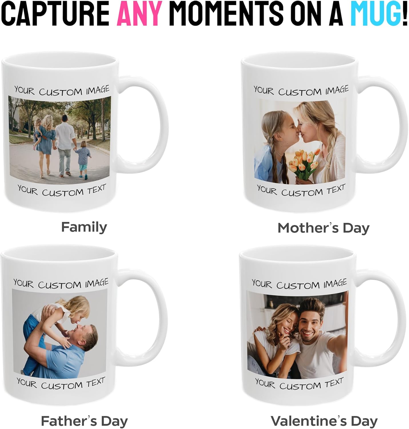 Personalized Coffee Mug – Custom Photo, Text, or Logo Ceramic Mug Tea Cup | Taza Personalizada with Picture or Message | Customized Gift Idea for Men & Women, Mom, Dad, Friends - White | 11oz