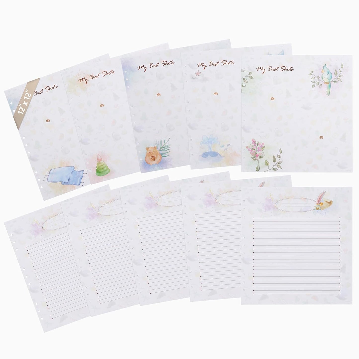 Baby Memory Book Extra Pages for Photos and Notes – Baby Book “Choose Joy” | 10 Additional Paper Sheets for Loose-Leaf Baby Keepsake Photo Album for Newborn Girls Boys | Refill Paper Set