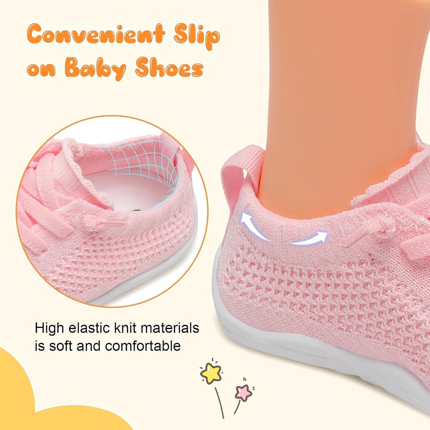 JIASUQI Baby Shoes for Toddler Boys Girls Sneakers Slip on Walking Shoes for Babies