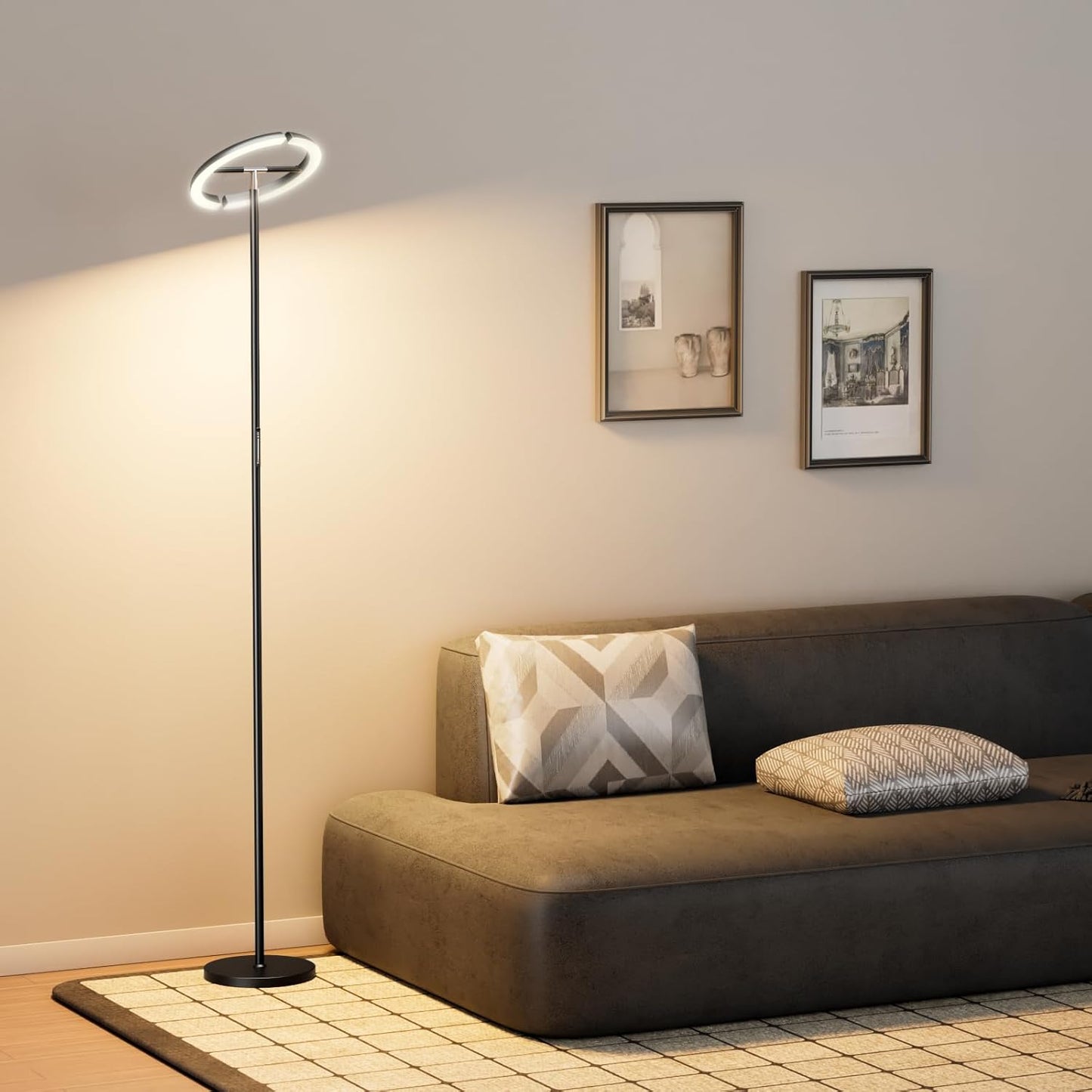 Floor Lamps for Living Room, 40W/2400LM Rotatable LED Floor Lamp with Touch & Remote Control, 70" Tall Standing Lamp Stepless Dimmable, Modern Torchiere Corner Lamp for Bedroom, Office