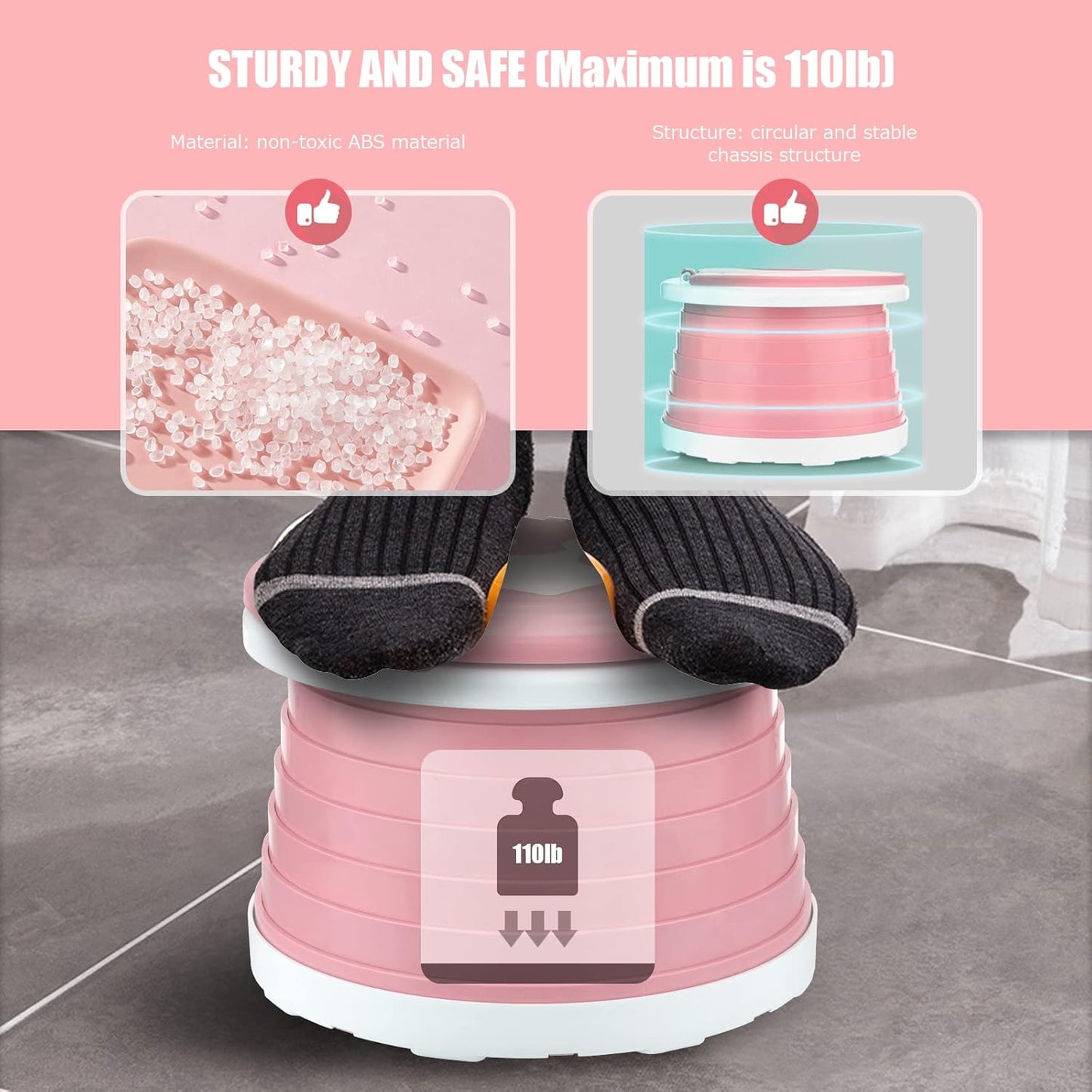 Travel Potty for Toddler Training - Foldable Seat for Boys & Girls - Portable Car Potty for Camping & Park (Pink)