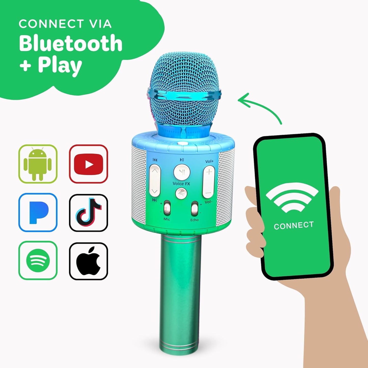 Move2Play, Kids Karaoke Microphone | Includes Pre-Loaded Songs & Bluetooth | Kids Birthday Party Gift | Toy for All Ages 2, 3, 4, 5, 6+ Year Old Girls, Boys & Toddlers