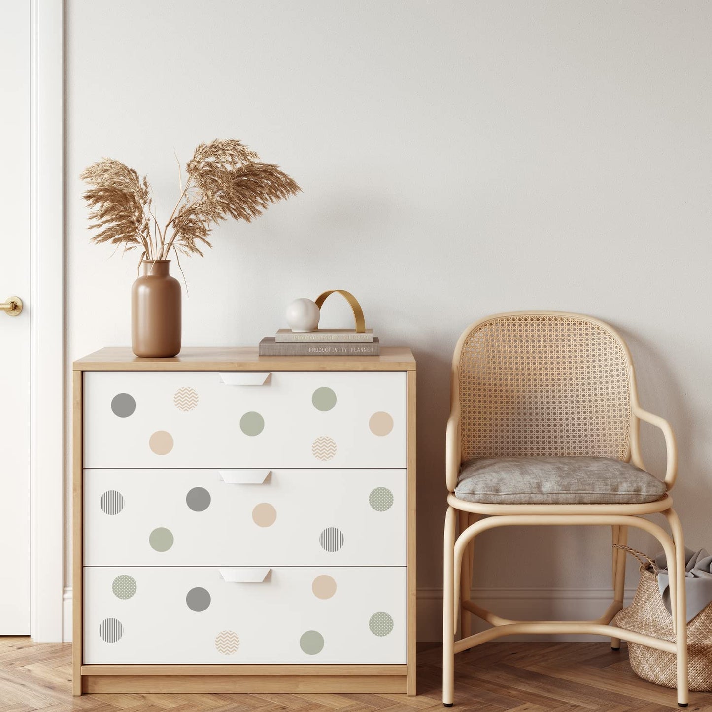 Boho Polka Dot Wall Decals 72 PCS, Removable Wall Decals Kids Room Decor Vinyl Murals DIY Cute Decorations (12 Sheets)