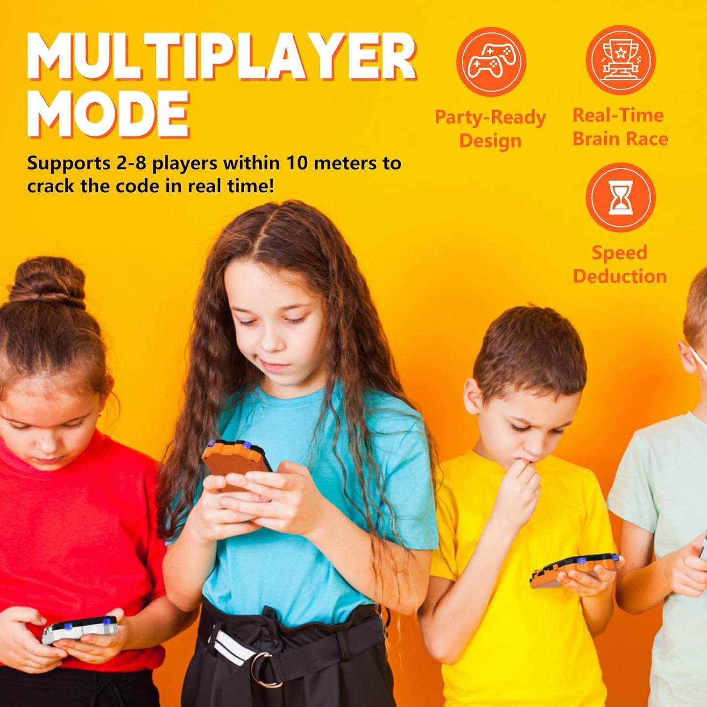 Crack The Code-Handheld Mastermind Game,Super Decoder with Fun Clamp, 1-8 Players Code Breaking Puzzle Game for Kids and Adults，Birthday Gift for Boys and Girls,Travel Games for Road Trip