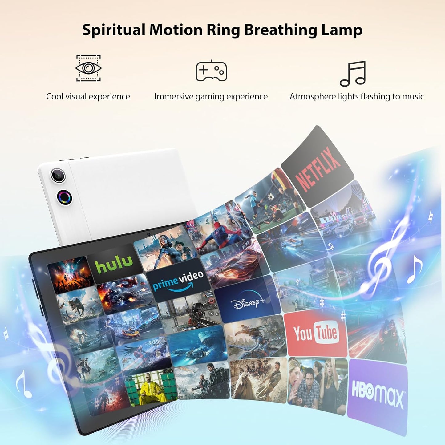 Tablet 10 inch Android 14, Octa-Core, 10GB RAM 64GB ROM 1TB Expandable, Widevine L1, 1280x800 IPS Touchscreen, BT 5.4, Dual Camera with Flash (White)