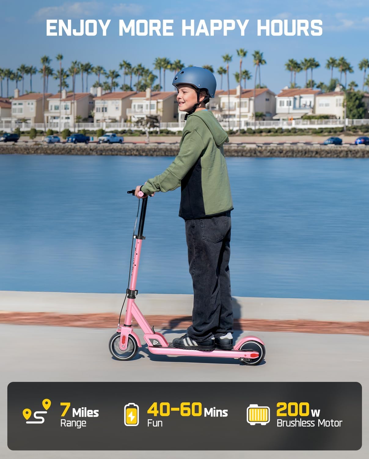 FanttikRide T9 Electric Scooter for Kids 4.3-5.6 ft, 7/10/12 MPH, LED Battery Level, Height Adjustable and Foldable, Electric Scooter for Kids, for Teenager, Up to 40 mins